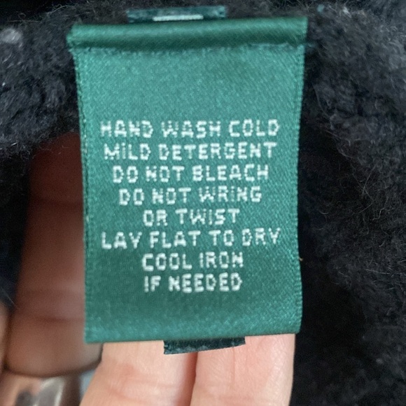 Lauren Ralph Lauren Black Lambswool Cardigan Shawl Collar - Picture 5 of 6